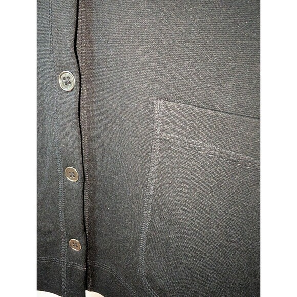 Van Heusen Black Knit Button Up Long Sleeve Top w/ Pockets - Women's Size Large - Picture 4 of 6